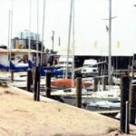 an old picture of a marina